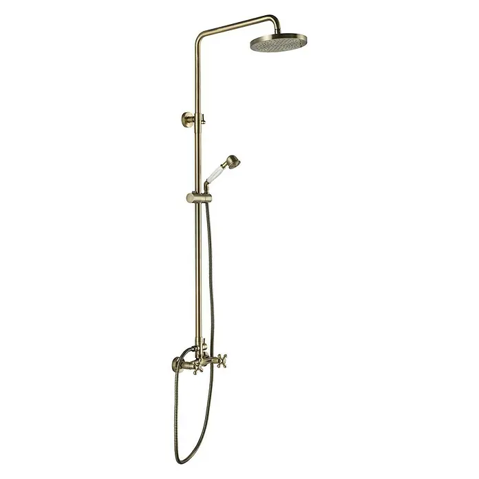 Sistema de ducha Rústico - Número de tipos de chorro: 1 ud., Bronce - Elegante conjunto de ducha retro de estilo bronce. El sistema de ducha impresiona con su diseño nostálgico con ducha de mano y rociador.