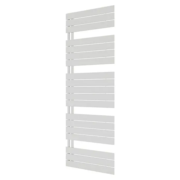 Ximax Designheizkörper P2 Open - B x H: 600 x 1.720 mm, Wärmeleistung bei Vorlauftemperatur von 75 °C (D: 50): 1.009 W, Weiß - Ein weißer Handtuchwärmer mit mehreren horizontalen Stäben, ideal zum Trocknen von Handtüchern im Badezimmer.