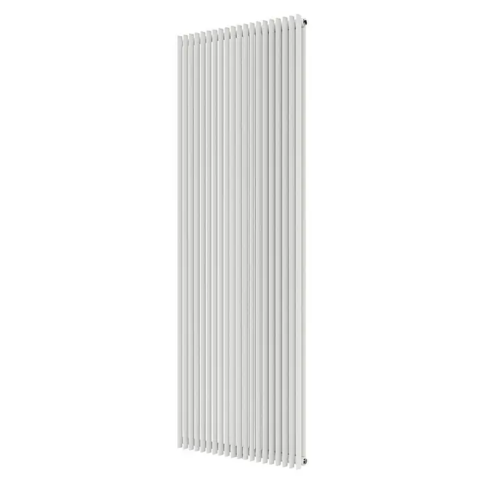 Ximax Raumheizkörper Triton Duplex - B x H: 600 x 1.800 mm, Wärmeleistung bei Vorlauftemperatur von 75 °C (D: 50): 2.101 W, Weiß - Ein weißer, vertikaler Heizkörper mit schlanken, senkrechten Elementen, die Wärme und modernes Design vereinen.
