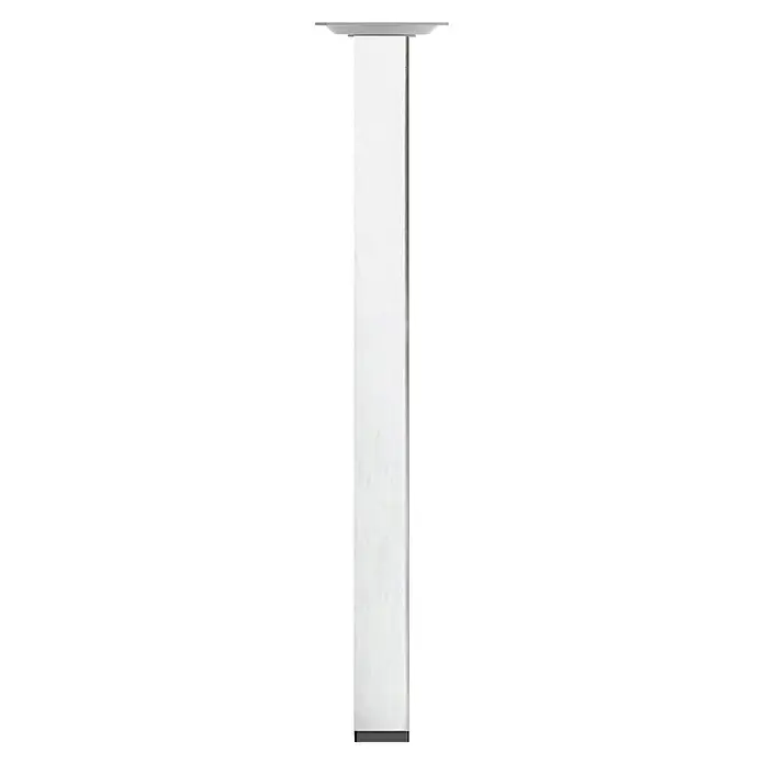 Rei Möbelfuß - L x B x H: 25 x 25 x 400 mm, Stahl, Silber - Bild einer quadratischen, silberfarbenen Tischbeinverlängerung, ideal für die Erhöhung der Tischhöhe.
