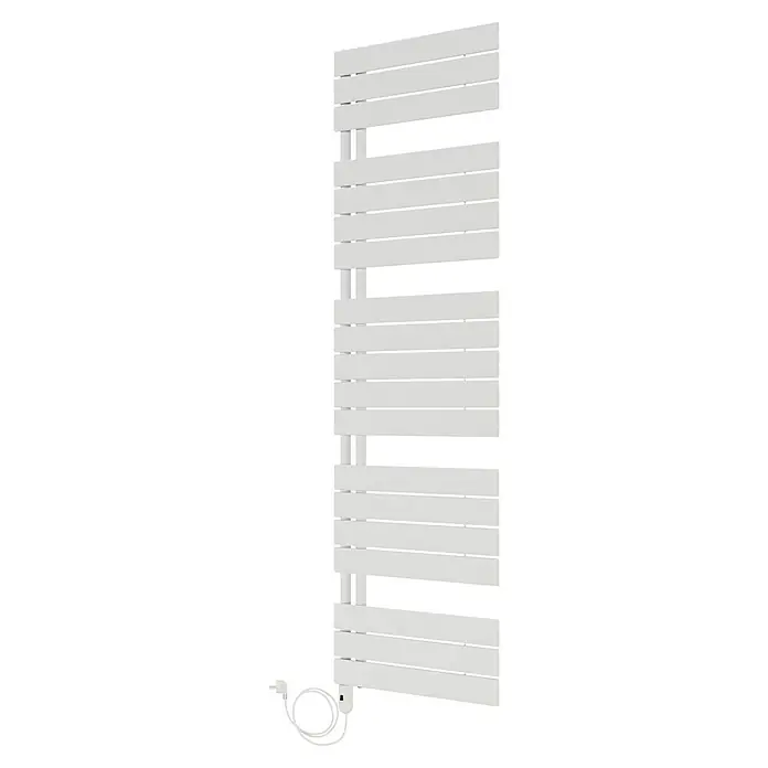 Ximax Elektro-Badheizkörper P2 Open Typ 2 - B x H: 500 x 1.720 mm, Wärmeleistung bei Vorlauftemperatur von 75 °C (D: 50): 900 W, Weiß - Dieser Heizkörper ist eine schlanke, weiße Handtuchheizung mit horizontalen Stangen und einer modernen, minimalistischen Ästhetik.