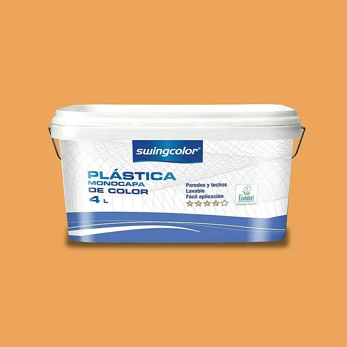 swingcolor Pintura para paredes - Melocotón, Mate, 4 l - Un cubo de pintura interior Swingcolor Plástica Monocapa de 4L, apta para paredes y techos, lavable y de fácil aplicación.