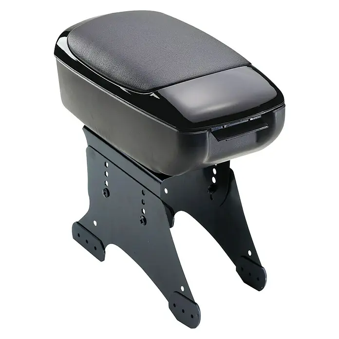 Reposabrazos para el automóvil - Negro, Coches - Reposabrazos negro para coche con parte superior acolchada y soporte metálico robusto, que ofrece mayor comodidad y almacenamiento.