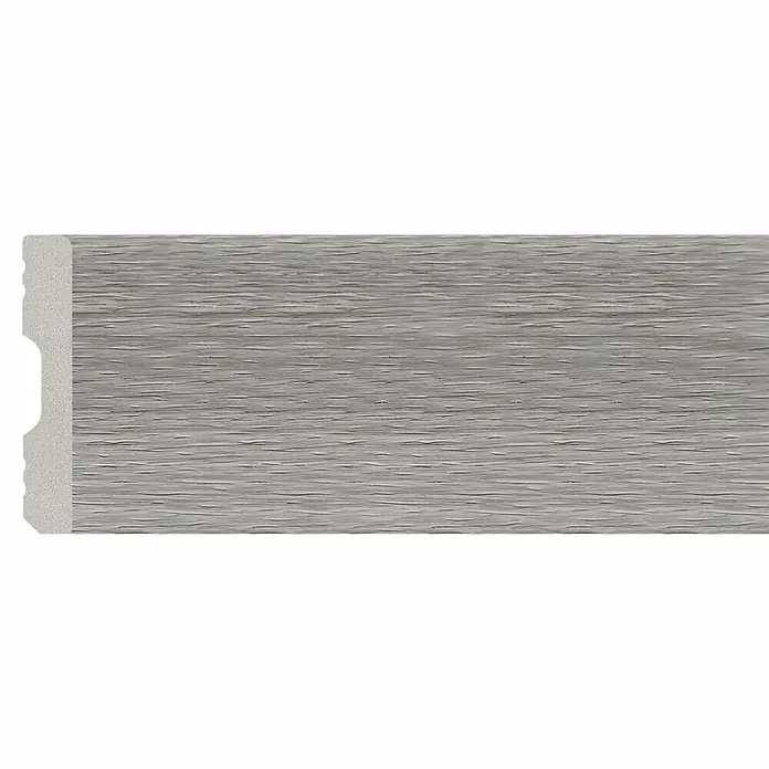 Oknum Rodapié Veleta - 200 cm x 14 mm x 90 mm - Rodapié gris con una fina estructura de madera. Esta moldura le da a cualquier habitación un acabado moderno y elegante.