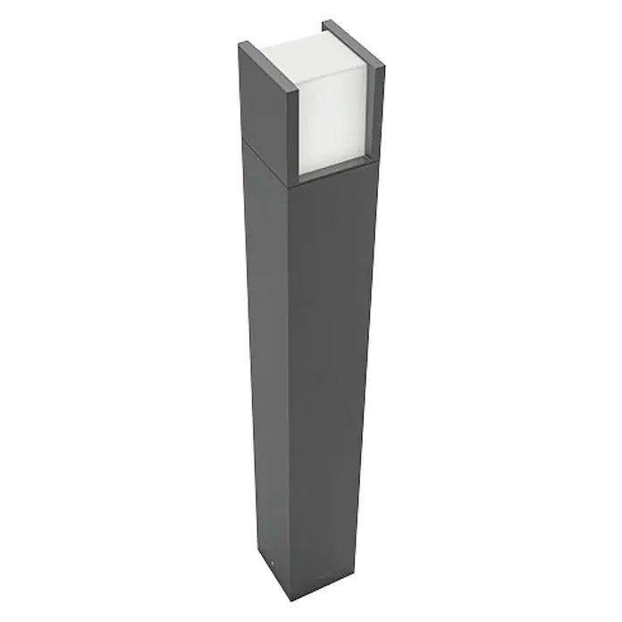 Philips Sobremuro exterior Arbour - Color del marco: Negro, Blanco frío, 10 x 10 x 77 cm, Con bombillas - Una luz de camino moderna y gris con un cuerpo de luz cuadrado y difuso, ideal para iluminar áreas exteriores y caminos.