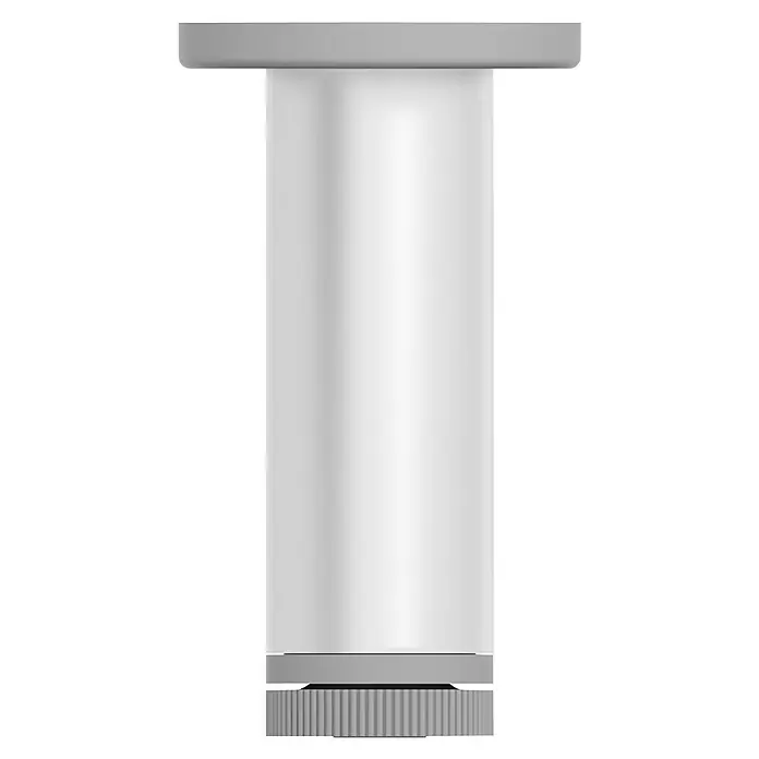 Rei Möbelfuß - Ø x H: 4,5 cm x 120 mm, Aluminium - Nahaufnahme eines modernen, zylindrischen Möbelfußes aus Metall, der ein minimalistisches Design für zeitgenössische Einrichtungen bietet.