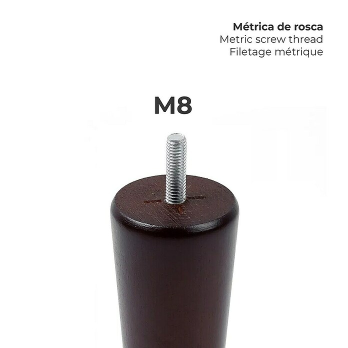 Rei Pata para muebles Cónica (Ø x Al: 4,9 x 15 cm, Capacidad de carga: 120 kg, Madera, Tinte oscuro) | BAUHAUS