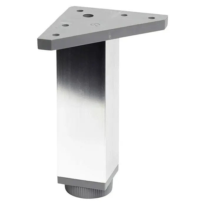 Rei Möbelfuß - L x B x H: 40 x 40 x 150 mm, Aluminium, Verchromt - Möbelbein aus Metall mit dreieckiger Montageplatte, ideal für moderne Möbeldesigns.