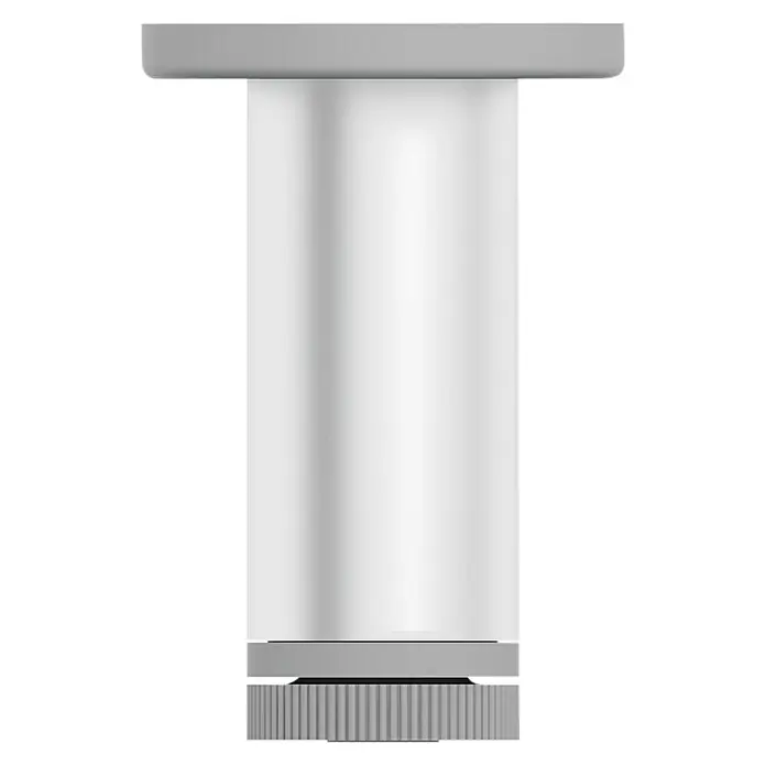 Rei Möbelfuß - Ø x H: 4,5 cm x 100 mm, Aluminium - Produktansicht eines stilvollen, zylindrischen Möbelbeins in Silberoptik mit strukturierter Basis für moderne Interieurs.