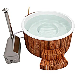 Holzklusiv Hot Tub Jade 200 Basic (220 cm, Thermoholz, Weiß, Max. Personenzahl: 8)