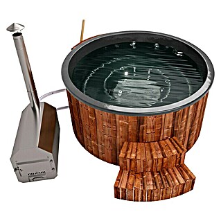 Holzklusiv Hot Tub Jade 200	Basic Deluxe (Durchmesser: 220 cm, Anthrazit, Thermoholz, Max. Personenzahl: 6 - 8)