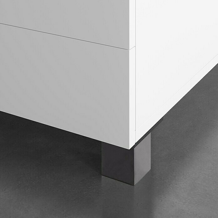 Set de patas de mueble de cocina regulables (Ø x Al: 60 x 200 mm, Negro,  Polipropileno, 4 ud.)