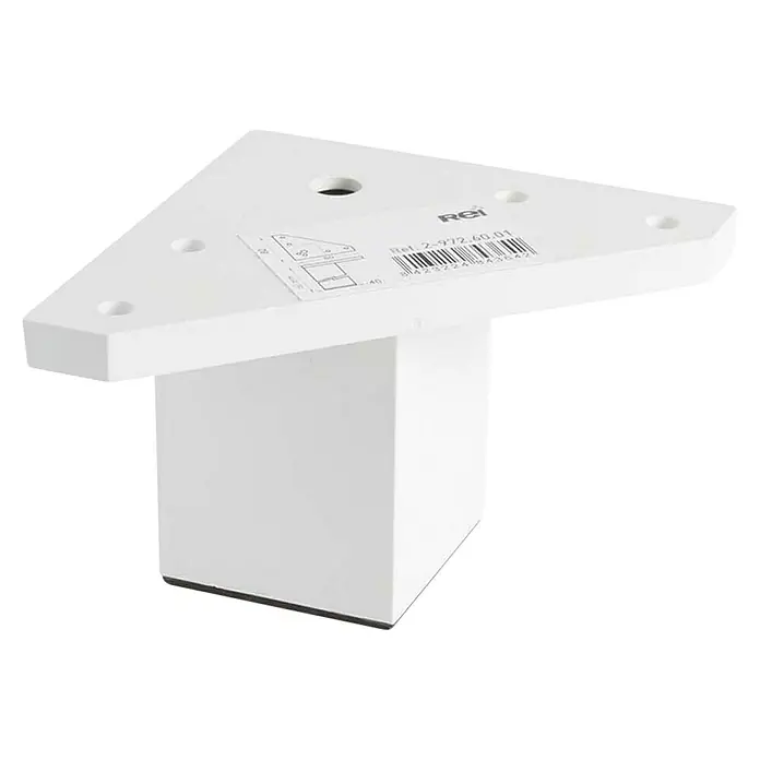 Rei Möbelfuß - L x B x H: 4 x 8 x 6 cm, Kunststoff, Weiß, 1 Stk. - Der abgewinkelte, weiße Möbelfuß sorgt für stabilen Halt und moderne Optik. Praktisches Zubehör für individuelle Möbelprojekte.