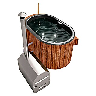 Holzklusiv Hot Tub Opal 180	Basic Deluxe (Durchmesser: 190 cm, Anthrazit, Thermoholz, Max. Personenzahl: 2)