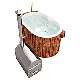 Holzklusiv Hot Tub Opal 180	Basic Deluxe (Durchmesser: 190 cm, Weiß, Thermoholz, Max. Personenzahl: 2)