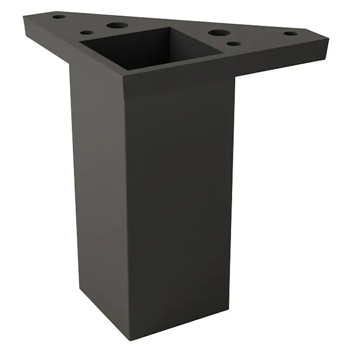 Rei Möbelfuß - L x B x H: 4 x 8 x 10 cm, Kunststoff, Schwarz, 1 Stk. - Eine elegante, schwarze Tischbein-Konstruktion mit dreieckiger Montageplatte für eine sichere und stilvolle Tischbefestigung.