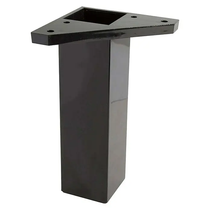 Rei Möbelfuß - L x B x H: 4 x 8 x 15 cm, Kunststoff, Schwarz, 1 Stk. - Schwarzes, glänzendes Tischbein aus Metall mit dreieckiger Montageplatte, ideal für moderne Möbeldesigns.