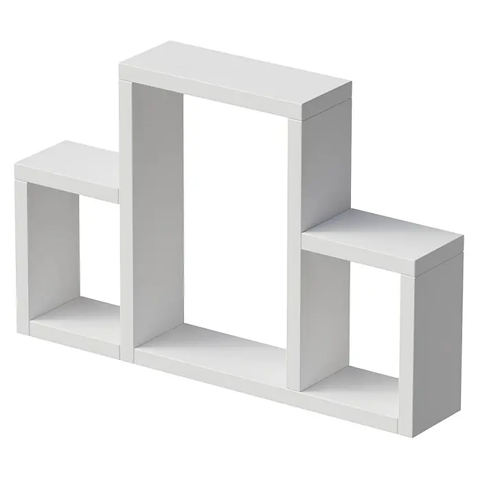 Camargue Vario Badregal - L x B x H: 10 x 55 x 55 cm, Weiß - Modernes, weißes Wandregal mit drei offenen Fächern unterschiedlicher Höhe für Bücher oder Dekorationen.