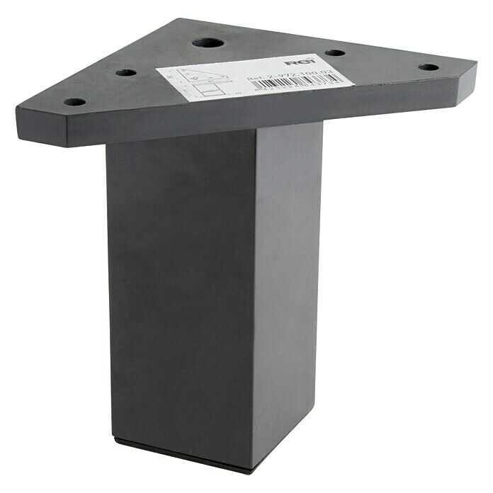 Pedestal negro cuadrado con patas de metal de 80 x 18 cm