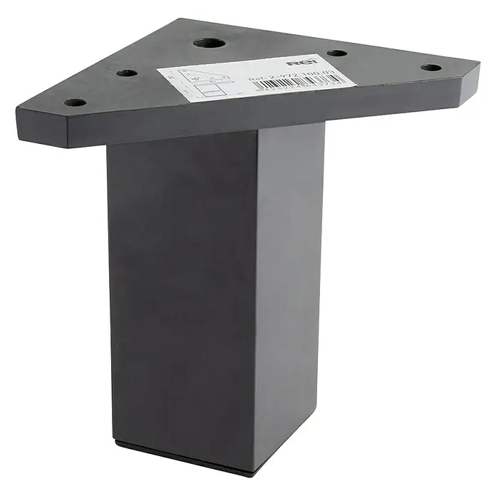 Rei Möbelfuß - L x B x H: 4 x 8 x 10 cm, Kunststoff, Schwarz, 1 Stk. - Nahaufnahme eines schwarzen, dreieckigen Möbelfußes mit quadratischem Bein, ideal zur Möbelaufwertung und Stabilisierung.
