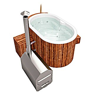 Holzklusiv Hot Tub Opal 180	Spa Deluxe Clean (Durchmesser: 190 cm, Weiß, Thermoholz, Max. Personenzahl: 2)