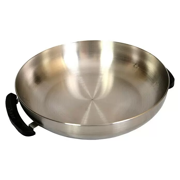 Cobb Grillwok - Edelstahl, Ø x H: 30 x 7,8 cm - Edelstahlpfanne mit schwarzen Griffen.