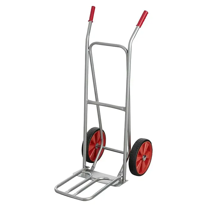 Sackkarre - Stahl, Traglast: 150 kg - Sackkarre mit roten Griffen und Rädern. Das ideale Transportmittel für schwere Lasten.