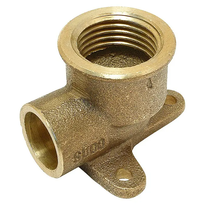 Codo de tubo de latón soldar-roscar H-H - Diámetro: 12 mm, Latón - Racor de latón con rosca hembra y brida de montaje para conexiones de fontanería y tuberías.
