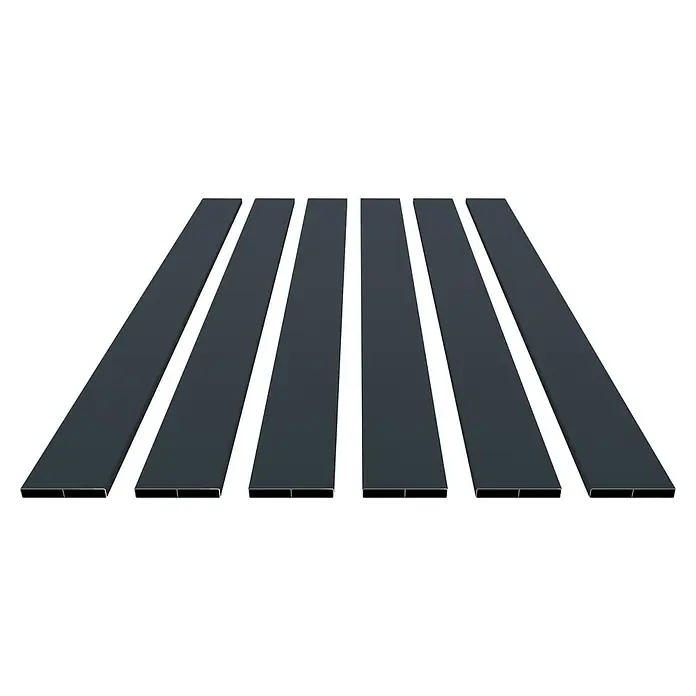 Dioco Valla Smartwall doble - 179 x 200 cm, Antracita, Aluminio - Seis perfiles de aluminio rectangulares grises con dos cavidades que ofrecen una estética moderna e industrial para proyectos de construcción.