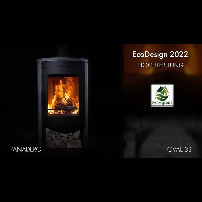 Panadero Kaminofen Oval 3 Stones Eco - 8,7 kW, Raumheizvermögen: 220 m³, Schwarz - PANADERO OVAL 3S DE