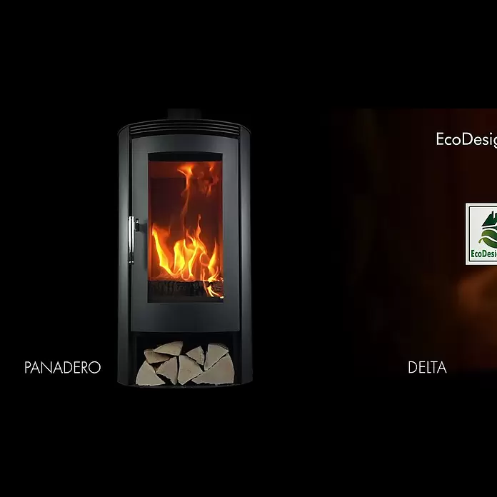 Panadero Kaminofen Delta Eco - 8 kW, Raumheizvermögen: 240 m³, Material Verkleidung: Stahl, Schwarz - PANADERO DELTA DE