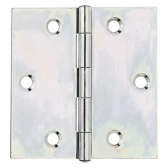 Alberts Bisagra - L x An: 70 x 70 mm, Acero, Zincado - Bisagra de puerta de cromo pulido con seis agujeros para tornillos.