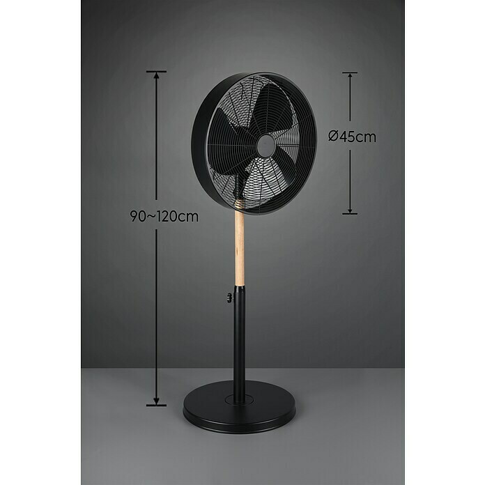 Reality Leuchten Standventilator VIKING (Schwarz matt / Holzfarbe, 45 cm, 120 cm) | BAUHAUS