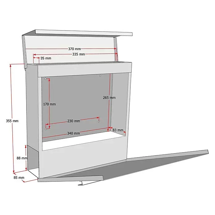 Metzler Wandbriefkasten SiebertL x B x H: 10,5 x 37 x 37 cm, Verkehrsweiß, Stahl, Zeitungsfach