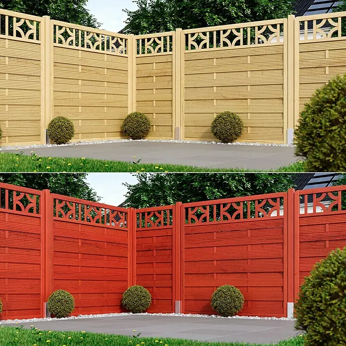 swingcolor Premium Holzlasur - Kirschrot, 750 ml, Seidenglänzend - Ein dekorativer Holzzaun in zwei Farbvarianten, ideal zur stilvollen Abgrenzung Ihres Gartens.