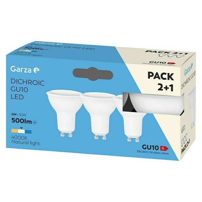 Garza Bombilla LED 110º  (3 uds., GU10, 3 x 5 W, Color de luz: Blanco neutro, No regulable)