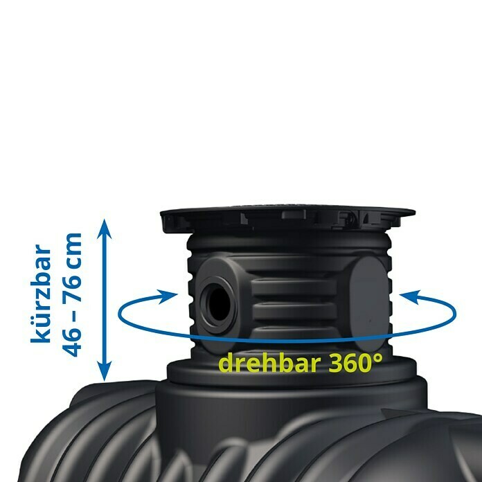 4rain Regenwassertank Compact (2.650 l, HDPE-Kunststoff, Teleskop-Domschacht)