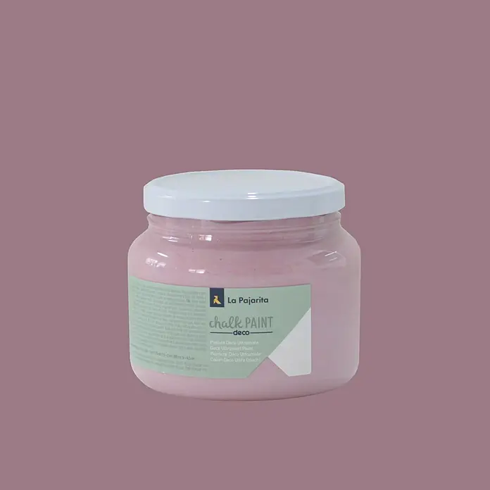 La Pajarita Pintura de tiza Chalk Paint - Hortensia, 500 ml, Mate - Primer plano de un tarro de pintura a la tiza La Pajarita Deco en un tono suave, ideal para proyectos de bricolaje y decoración con un toque vintage.