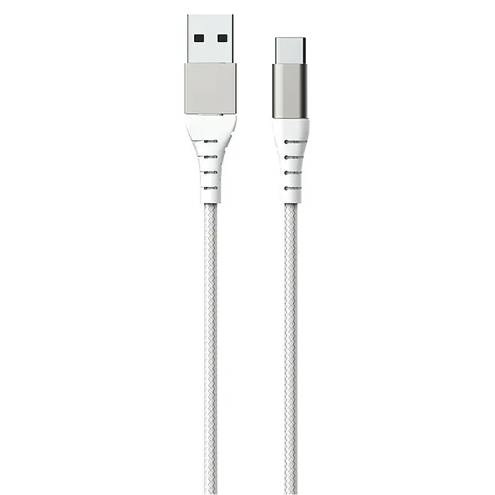 Metronic Cable USB - 1,2 m, USB-A / USB-C, Blanco - Cable de carga USB-C blanco con conectores USB-A y USB-C para carga rápida y transferencia de datos.