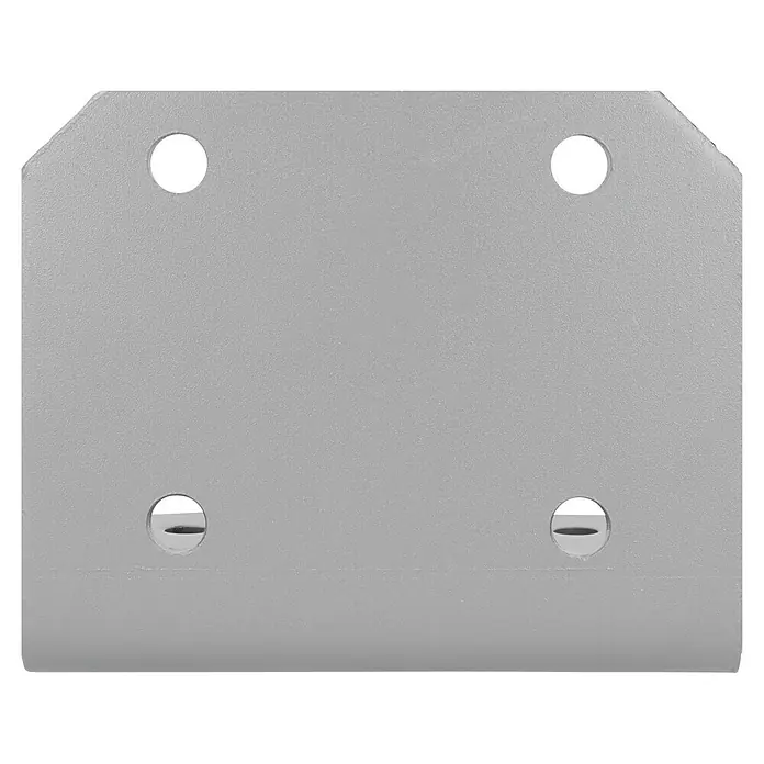 Deckenadapter E6100-85 - 150 x 180 x 215 mm, Silber, Passend für: Sunfun Vollkassettenmarkisen außer Modell Elba - Nahaufnahme einer quadratischen, silbernen Metallplatte mit vier Löchern für Schrauben.