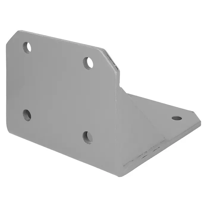Deckenadapter E6100-85 - 150 x 180 x 215 mm, Silber, Passend für: Sunfun Vollkassettenmarkisen außer Modell Elba - Graue Winkelhalterung mit vier Löchern an einer Seite und einem Loch auf der anderen Seite, ideal für verschiedene Montageanwendungen.