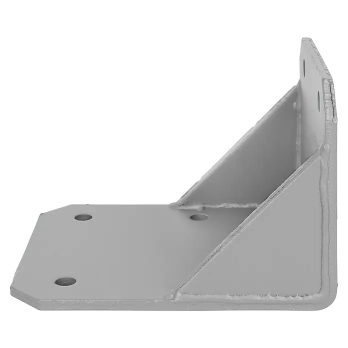 Deckenadapter E6100-85 - 150 x 180 x 215 mm, Silber, Passend für: Sunfun Vollkassettenmarkisen außer Modell Elba - Graue Metallhalterung mit Löchern zur Befestigung, ideal für robuste Konstruktionen und sichere Verbindungen.