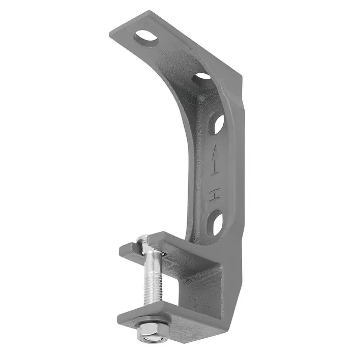 Wand- & Deckenhalter E3400-08 - 79 x 40 x 205 mm, Silber, Passend für: Sunfun Gelenkarm- und Hülsenmarkisen bis 4 m Breite - Graue Klemme mit Schraube. Die Metallklemme dient zur Befestigung und Haltung von Gegenständen. Die Schraube dient zur Fixierung.