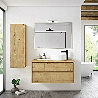 Mueble de lavabo Emma derecha (L x An x Al: 45 x 80 x 50 cm, Nogal)