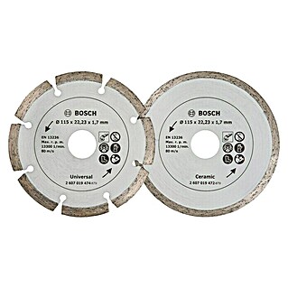 Bosch Diamant-Trennscheiben-Set für Fliesen und Baumaterial (Durchmesser Scheibe: 115 mm, Bohrung: 22,23 mm)