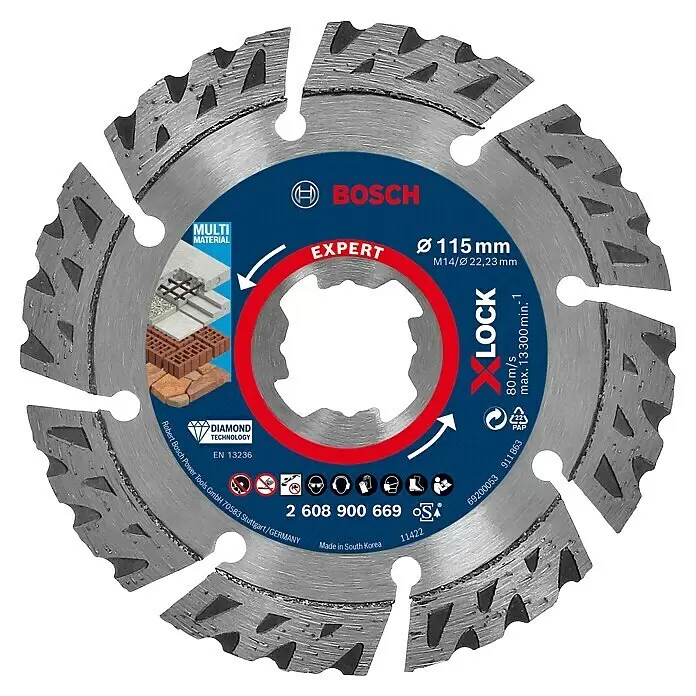 Bosch Professional X-Lock Diamant-Trennscheibe Expert for MultiMaterialDurchmesser Scheibe: 115 mm