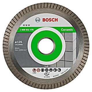 Bosch Diamant-Trennscheibe Best for Ceramic Extra Clean Turbo (Durchmesser: 125 mm, Bohrung: 22,23 mm, Geeignet für: Porzellan)