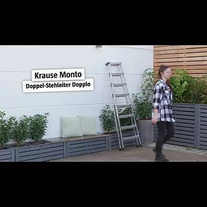 Krause Monto Doppel-Stehleiter Dopplo - Arbeitshöhe: 2,65 m, Anzahl Tritte: 10 Stk., Belastbarkeit: 150 kg, Aluminium - Krause Monto Doppel-Stehleiter Dopplo