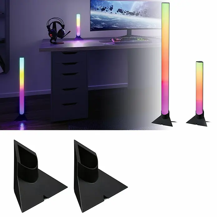Paulmann Zubehör-Set Lightbar Base - Schwarz, 2 Stk. - RGB-Eckstehleuchten-Set, ideal für Gaming- oder Wohnräume. Mit verschiedenen Lichteffekten für eine stimmungsvolle Beleuchtung.