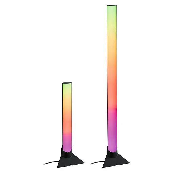 Paulmann Zubehör-Set Lightbar Base - Schwarz, 2 Stk. - Zwei LED-Stehlampen mit Farbverlauf von Grün nach Lila, ideal für stimmungsvolle Beleuchtung in jedem Raum.